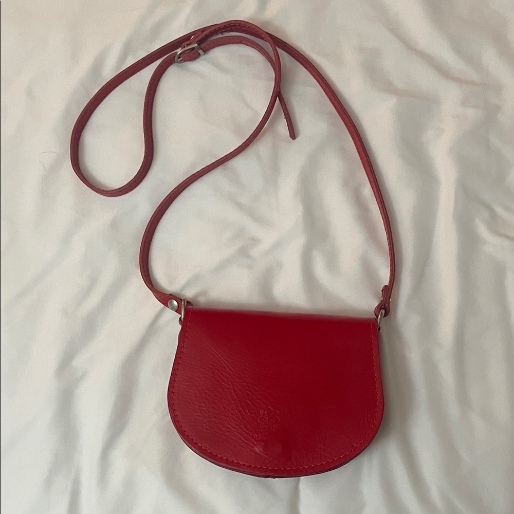 Vera Pelle Red Mini Crossbody Purse